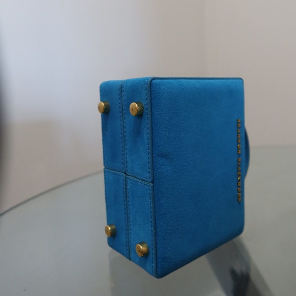 Like New Brandon Blackwood Aqua Blue Suede Mini Kendrick Trunk - Picture 7 of 8